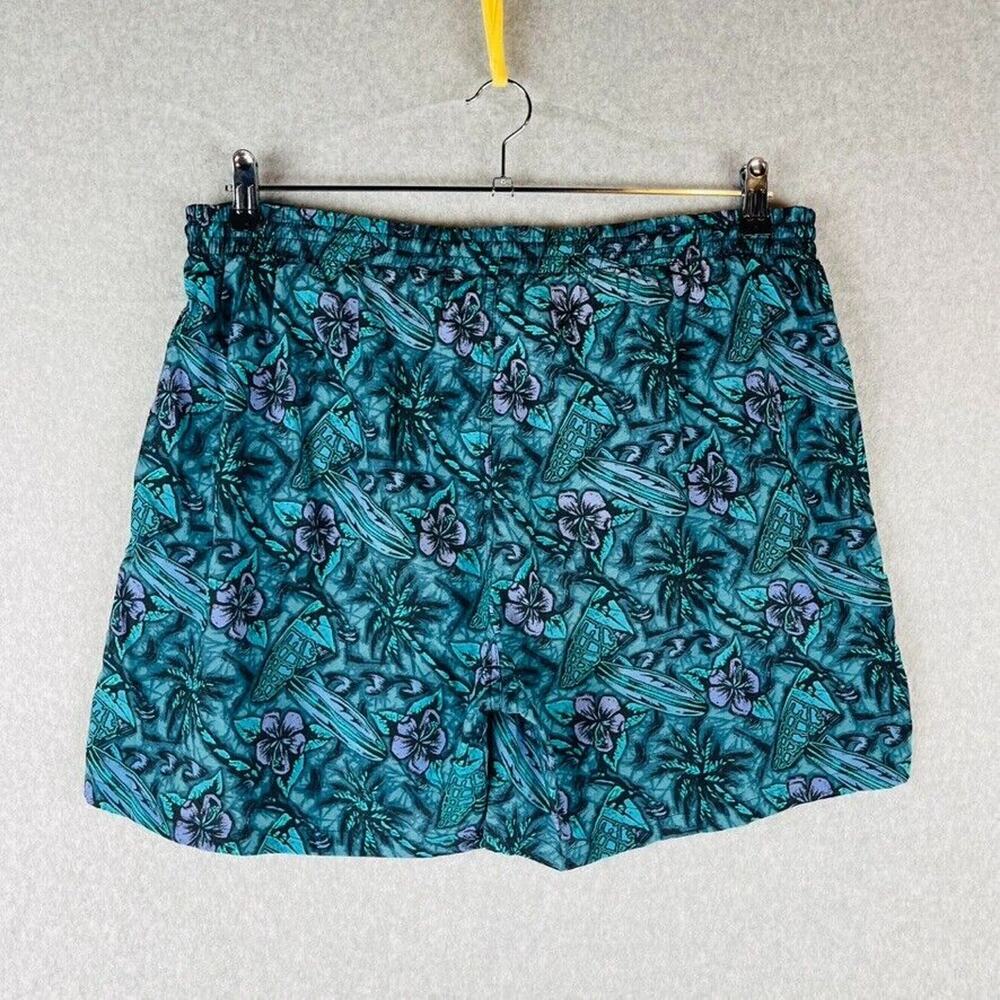 Croft & Barrow Mens Sz Medium Vintage Swim Trunks Lined Pockets Green Floral - Picture 6 of 8